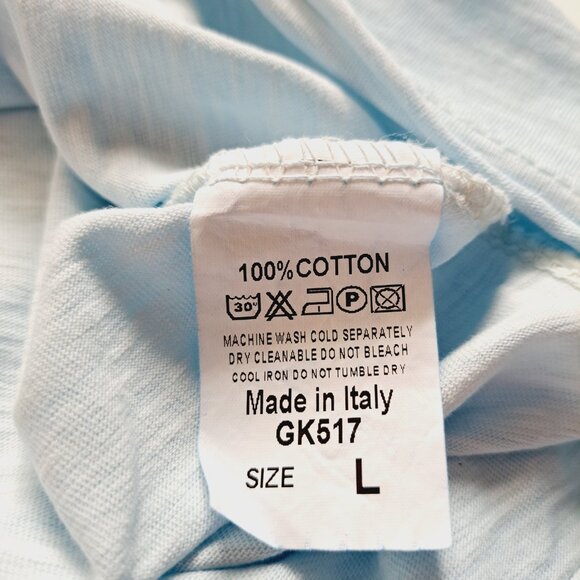 NEW Gionfriddo Men's Italian 100% Cotton Crew Neck Light Blue T-shirt Size L - Picture 9 of 13